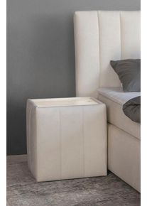 Nachttisch Home Affaire "Effy", beige (cream, plexi milchglas), B:50cm H:53cm T:50cm, Tische, Nachttisch, passend zum Polsterbett, Boxbett oder Boxspringbett Effy
