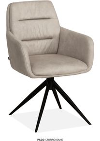 Esszimmerstuhl OMG DESIGN "Paco", sand, schwarz, sand, B:57,5cm H:87,5cm T:963,5cm, Polyester, St&uuml;hle, Esszimmerstuhl, Drehstuhl mit auto-return, Armlehnenstuhl