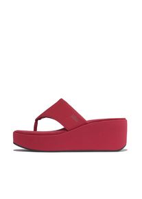 Zehentrenner fitflop "PLATFFORMS WEDGE", Damen, Gr. 40, rot, Textil, unifarben, Schuhe Zehentrenner, Keilsandale, Plateauschuh, Dianette mit gepaddeter Bandage