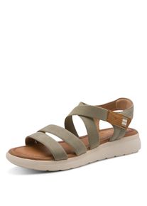 Riemchensandale Tamaris, Damen, Gr. 39, beige (olivgr&uuml;n), Lederimitat, unifarben mit Farbeinsatz, Schuhe Riemchensandale, Sommerschuh, Sandalette mit praktischem Klettverschluss