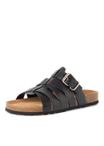 Pantolette Tamaris, Damen, Gr. 42, schwarz, Glattleder, unifarben, Basic, Schuhe Pantolette, Schlupfschuh, Hausschuh, Sommerschuh mit Veloursleder-Fu&szlig;bett