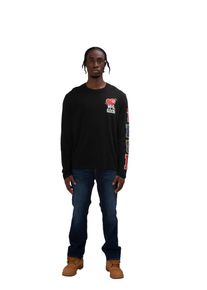 Straight-Jeans True Religion "RICKY SN FLAP", Herren, Gr. 38, L&auml;nge 32, damon schwarz wash, Denim/Jeans, Obermaterial: 98% Baumwolle, 2% Elasthan, leichte Abriebeffekte, straight fit lang, Jeans Straight-Jeans, Baumwollmischung, straight fit