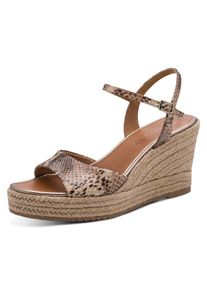 Keilsandalette Tamaris, Damen, Gr. 36, braun (braun snake), Textil, Reptilienpr&auml;gung, Schuhe Keilsandalette, Plateau, Sommerschuh mit modischem Juterahmen