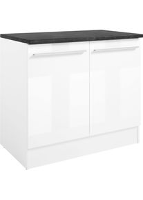 Sp&uuml;lenschrank BASIC BY BALCULINA "Jazz B/T/H 100x60x90 cm", wei&szlig; hochglanz, wei&szlig; matt, B:100cm H:90cm T:60cm, Holzwerkstoff, Schr&auml;nke, Sp&uuml;lenschrank, Breite 100cm, Melaminbeschichtung