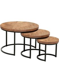 Couchtisch OMG DESIGN "Hugo", gelb (mango, schwarz, mango), B:75cm H:50cm T:75cm, Tische, Couchtisch, im 3er Set, variabel stellbar