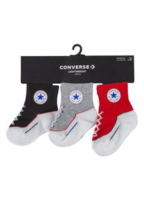 Tennissocken Converse "CHN INFANT STRIATED QTR 3PK", Jungen, Gr. 68-80, schwarz, Obermaterial: 76% Polyester, 20% Nylon, 4% Elasthan, Socken Tennissocken, Babys, im 3er-Pack, gerippte B&uuml;ndchen, elastisches Material