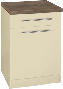 Wiho-K&uuml;chen Unterschrank WIHO K&Uuml;CHEN "Unna", beige (front und korpus: magnolia, arbeitsplatte: eiche tabak), B:60cm H:85cm T:60cm, Schr&auml;nke, Unterschrank, 60 cm breit