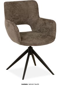 Esszimmerstuhl OMG DESIGN "Darwin", taupe, schwarz, taupe, B:58cm H:85cm T:65cm, Polyester, St&uuml;hle, Esszimmerstuhl, Drehstuhl mit auto-return, Armlehnenstuhl