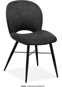 Esszimmerstuhl OMG DESIGN "Pearl", anthrazit, schwarz, anthrazit, B:50cm H:86cm T:62cm, Polyester, St&uuml;hle, Esszimmerstuhl, Esszimmerstuhl, pflegeleichter Bezug