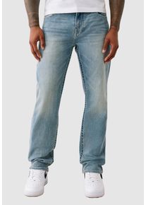 Tapered-fit-Jeans True Religion "GENO SN NO FLAP 32 IN", Herren, Gr. 36, L&auml;nge 32, brilliant med wash, Denim/Jeans, Obermaterial: 98% Baumwolle, 2% Elasthan, Abriebeffekte, relaxed fit lang, Jeans Tapered-fit-Jeans, Baumwollmischung, relaxed fit