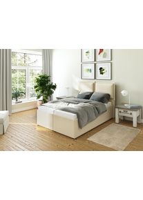 Polsterbett Maintal "Lyara", beige, B:147cm L:215cm, Struktur fein (100% Polyester), Betten, Polsterbett, wahlweise ohne Matratze oder mit 3 Matratzenarten zur Auswahl