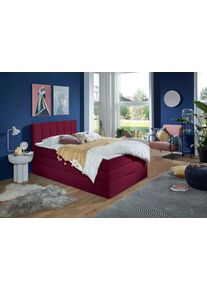 Boxspringbett Home Affaire "Fornoli", rot, B:120cm L:210cm, Komplettbetten, Boxspringbett, inkl. Topper und Bettkasten, H3 in zwei Matratzenarten