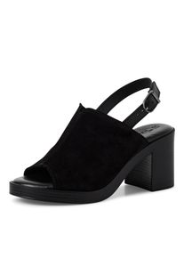 Sandalette Tamaris, Damen, Gr. 41, schwarz, Veloursleder, unifarben, Schuhe Sandalette, Blockabsatz, Sommmerschuh mit verstellbarer Schnalle