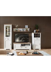 Wohnwand Innostyle "Jasmin", wei&szlig; (piniefarbe, wei&szlig;, eichefarben), Holzwerkstoff piniefarben-wei&szlig; (Korpus)/MDF piniefarben-wei&szlig; (Front)/MDF eichefarben (Absetzung), Holzwerkstoff, MDF, Kastenm&ouml;bel-Sets, Wohnwand, inkl. LED-Beleuchtung, mit Soft-Close-Funktion