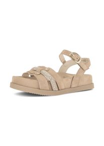 Sandalette Gabor, Damen, Gr. 42, beige, Veloursleder, Glitzerstreifen, Schuhe Sandalette, Riemchensandale, Sommerschuh mit gl&auml;nzendem Schmuckriegel