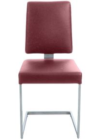 K+w Komfort & Wohnen Freischwinger K+W KOMFORT & WOHNEN, rot (rubin 11, edelstahloptik), B:44cm H:96cm T:57cm, St&uuml;hle, Freischwinger, stabiles Hochkantgestell, in Leder oder Microfaser