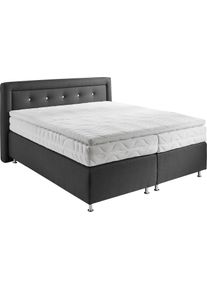 Boxspringbett, grau (charcoal), B:195cm L:210cm, Bezug: Feinstruktur 100% Polyester, Westfalia Schlafkomfort, Komplettbetten, Boxspringbett, wahlweise mit Topper