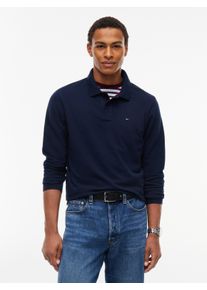 Langarm-Poloshirt Tommy Jeans "REGULAR POLO", Herren, Gr. XL, dunkelblau, Jersey, Obermaterial: 100% Baumwolle, unifarben, regular fit normal, Rundhals, eingesetzt Rippstrickb&uuml;ndchen, Shirts Langarm-Poloshirt, Regular fit mit Polokragen