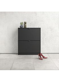 Schuhschrank Home Affaire "Shoes Schuhaufbewahrung, Schuhkommode, Schuhregal", schwarz (schwarz, matt), B:70,3cm H:85,2cm T:24,05cm, FSC-zertifizierter Holzwerkstoff, Schr&auml;nke, Schuhschrank, mit zwei Klappen, 2 B&ouml;den, H&ouml;he 85 cm, ca. 12 Paar Schuhe