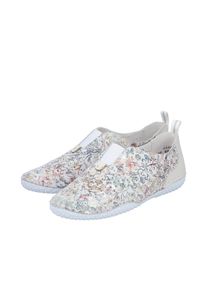 Slipper Rieker, Damen, Gr. 41, bunt (wei&szlig; multi), Glattleder, Lederimitat, Schuhe Slipper, Slip-on Sneaker, Schlupfschuh, Halbschuh mit Gummizug