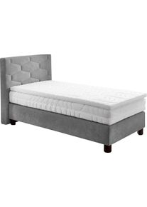 Boxspringbett, grau, B:105cm L:210cm, Bezug: 100% Polyester, Westfalia Schlafkomfort, Komplettbetten, Boxspringbett, wahlweise mit Topper