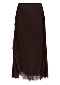 Satinrock Zero "Satinrock mit Spitze", Damen, Gr. 44, braun (chocolate plum), Einsatz: 100% Polyester PES., R&ouml;cke Satinrock