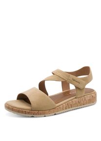 Keilsandalette Tamaris, Damen, Gr. 42, beige (hellbraun), Ziegenveloursleder, unifarben, Basic, Schuhe Keilsandalette, Riemchensandale, Sommerschuh mit Touch it-Ausstattung
