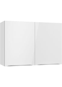 H&auml;ngeschrank Optifit "Lilly2", wei&szlig; (wei&szlig; lackiert, wei&szlig;, schwarz stone), B:100cm H:70,4cm T:34,6cm, Holzwerkstoff, Schr&auml;nke, H&auml;ngeschrank, Breite 100 cm, 2 T&uuml;ren, 4 Einlegeb&ouml;den