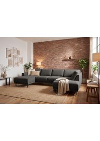 Wohnlandschaft OTTO HOME "Sveeva, U-Form, XXL, B.310 cm, schwarze Metallf&uuml;&szlig;e", anthrazit, B:310cm H:78cm T:197cm, 100% PES, Sofas, Wohnlandschaft, langlebiger Webstoff, mit Wellenunterfederung, viele Farben