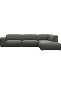 Ecksofa FLEXLUX "Lucera, super bequem durch hochwertigen Sitzaufbau mit Kaltschaum", grau (warm mineral grau), B:321cm H:73cm T:231cm, 100% Echteder, Sofas, Ecksofa, modern & anschmiegsam, L-Form, Designsofa