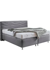 Boxspringbett "Sigma", grau, B:215cm L:210cm, Bezug Bett: Microvelours (100% Polyester) oder Feinstruktur (100% Polyester);Bezug Bonnell-Federkernmatratze: 100% Polyester;Bezug Kaltschaummatratze: 100% Polyester;Bezug Tonnentaschenfederkernmatratze: 80% Baumwolle, 20%Polyester, Westfalia Schlafkomfort, Komplettbetten, Boxspringbett