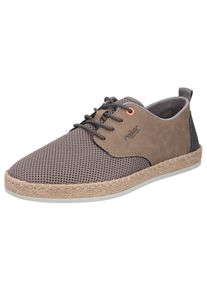 Schn&uuml;rschuh Rieker, Herren, Gr. 47, braun (beige, grau), Lederimitat, Textil, Schuhe Schn&uuml;rschuh, Halbschuh, Sneaker, Schn&uuml;rer mit Bastumrahmung an der Laufsohle