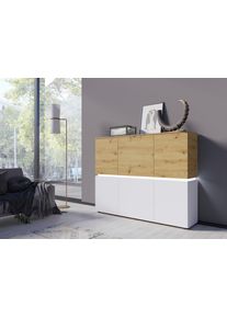 Highboard Home Affaire "Luci", braun (eichefarben artisan, alpinwei&szlig;), B:165,5cm H:131,5cm T:40cm, Holzwerkstoff, Sideboards, Highboard, Breite 165,5 cm