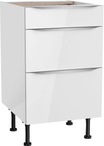Unterschrank KOCHSTATION "KS-Aken", wei&szlig; (wei&szlig; hochglanz, wei&szlig;), B:50cm H:87cm T:58,4cm, Schr&auml;nke, Unterschrank