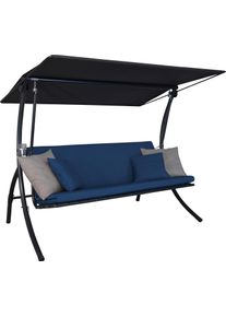 Hollywoodschaukel "Motion Smart denim", blau, B:210cm H:160cm T:145cm, Obermaterial: 100% Polyester, Angerer FREIZEITM&Ouml;BEL, Hollywoodschaukeln, Hollywoodschaukel, wetterfest