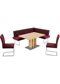 K+w Komfort & Wohnen Essgruppe K+W KOMFORT & WOHNEN "Santos III", rot (bordeaux), B:205cm H:86cm T:158cm, Sitzm&ouml;bel-Sets, Essgruppe, gepolsterte Eckbank und St&uuml;hle, langer Schenkel rechts oder links