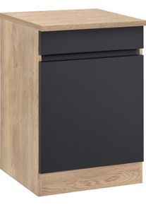 Sp&uuml;lenschrank Optifit "Roth", schwarz (anthrazit, wildeichefarben), B:60cm H:88cm T:60cm, Schr&auml;nke, Sp&uuml;lenschrank, Breite 60 cm