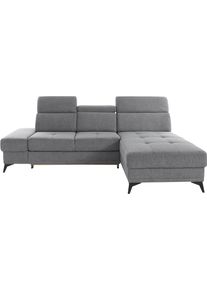 Ecksofa Home Affaire "Cardiz L-Form", grau, B:246cm H:83cm T:173cm, Webstoff (100% Polyester);Luxus-Microfaser Paris (90% Polyester/10% Polyamid);Struktur fein (100% Polyester);Samtoptik (100% Polyester), Sofas, Ecksofa, inkl.Kopfteilverstellung und Federkern wahlweise mit Bettfunktion