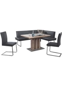 K+w Komfort & Wohnen Essgruppe K+W KOMFORT & WOHNEN "Santos III", schwarz (nero), B:205cm H:86cm T:158cm, Sitzm&ouml;bel-Sets, Essgruppe, gepolsterte Eckbank und St&uuml;hle, langer Schenkel rechts oder links