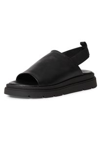 Sandalette Tamaris, Damen, Gr. 38, schwarz, Leder, Textil, Schuhe Sandalette, Plateau, Sommerschuh mit Gummizug an der Ferse f&uuml;r mehr Tragekomfort