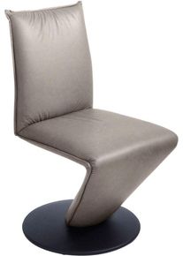 K+w Komfort & Wohnen Esszimmerstuhl K+W KOMFORT & WOHNEN "Drive Drehstuhl", grau (stahl 85, drehteller in metall schwarz struktur), B:52cm H:94cm T:63cm, Cloud: Nappaleder pigmentiert, Glattleder, 0, 9/1, 1mm, elegantes Leder mit Wolkung und weichen Griff, St&uuml;hle, Esszimmerstuhl, Stuhl mit federnder Sitzschale, Drehteller in Metall schwarz Struktur
