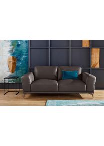 2-Sitzer W.Schillig "montanaa", braun (braun z59), B:192cm H:78cm T:94cm, Sofas, 2-Sitzer, mit Metallf&uuml;&szlig;en in Bronze pulverbeschichtet, Breite 192 cm