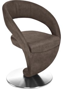 K+w Komfort & Wohnen Esszimmerstuhl K+W KOMFORT & WOHNEN "Wave, Drehstuhl, Polsterstuhl", braun (braun, drehteller in edelstahloptik geb&uuml;rstet), B:62cm H:86cm T:61cm, 785: Microfaser, 100% Polyester, St&uuml;hle, Esszimmerstuhl, Design-Drehstuhl, Drehteller in Edelstahloptik