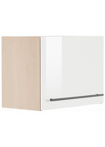 Klapph&auml;ngeschrank Optifit "Bern", wei&szlig; (wei&szlig; hochglanz, akaziefarben), B:60cm H:44,8cm T:34,9cm, Schr&auml;nke, Klapph&auml;ngeschrank, Breite 60 cm, 1 Klappe inkl. D&auml;mpfer, mit Metallgriff