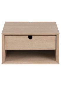 Nachttisch ACTONA GROUP "Century Nachtkommode", beige (natur), B:37cm H:21cm T:32cm, Tische, Nachttisch, Nachtschrank, Eiche Furnier, Schublade, Wandbefestigung