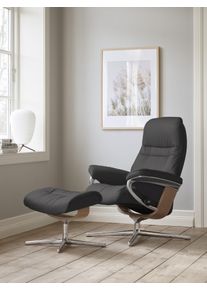 Relaxsessel stressless "Sunrise", grau (rock paloma), B:79cm H:103cm T:73cm, Leder PALOMA: PALOMA ist ein durchgef&auml;rbtes Semianilin-M&ouml;belleder mit nat&uuml;rlicher Narbung., Sessel, Relaxsessel, mit Cross Base, Gr&ouml;&szlig;e S, M & L, Holzakzent Eiche
