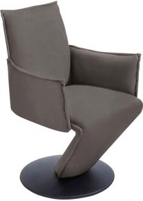 K+w Komfort & Wohnen Esszimmerstuhl K+W KOMFORT & WOHNEN "Drive, Drehstuhl", grau (granit 83, drehteller in metall schwarz struktur), B:61cm H:94cm T:63cm, Cloud: Nappaleder pigmentiert, Glattleder, 0, 9/1, 1mm, elegantes Leder mit Wolkung und weichen Griff, St&uuml;hle, Esszimmerstuhl, Sessel mit federnder Sitzschale, Drehteller in Metall schwarz Struktur