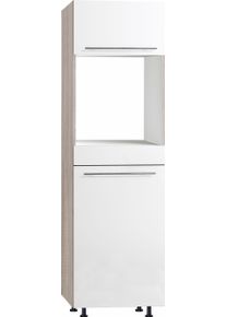 Backofen/K&uuml;hlumbauschrank Optifit "Bern", wei&szlig; (wei&szlig; hochglanz, akaziefarben), B:60cm H:211,8cm T:58,4cm, Schr&auml;nke, Backofen/K&uuml;hlumbauschrank, 60 cm breit, 212 cm hoch, mit h&ouml;henverstellbaren Stellf&uuml;&szlig;en