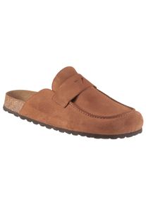 MAN'S WORLD Clog MAN'S WORLD, Herren, Gr. 44, braun (cognac), Veloursleder, Schuhe Clog, Schlappen, Sommerschuh, Hausschuh mit ergonomisch geformtem Fu&szlig;bett