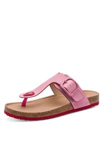 Zehentrenner Tamaris, Damen, Gr. 36, rosa (pink), Textil, unifarben mit Farbeinsatz, Basic, Schuhe Zehentrenner, Schlupfschuh, Flats, Bequemschuh, Hausschuh mit T-Logo